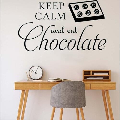 Keep Calm Wall Decals Kitchen Wall Decal Keep Calm and Eat Chocolate Vinyl Lettering Removable DK-215