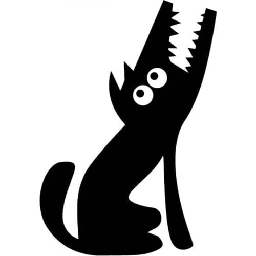 Car Stickers Cartoon Wolf PVC Decals Bumper Decoration Car Stickers Accessories Waterproof Sunscreen Black/white,16cm*11cm