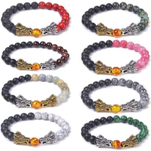 2021 New Charm Bracelet for Men Fashion Luxury Dragon High Quality Tiger Eye Stone Bead Bracelets Jewelry Male Pulseira bileklik