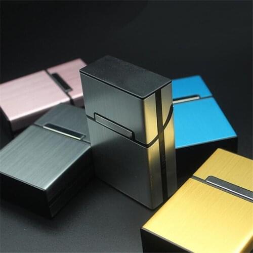 New Aluminum Metal 20 Cigarette Case Lighters Best Friend Magnetic buckle Tobacco Box PC880991