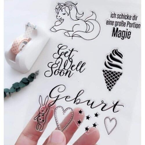 Unicorn Ice Cream Clear Stamps Scrapbooking Rubber Stamp Handmade DIY Decoration Craft Supplies Stamps for Card Making New 2021