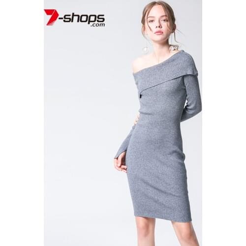 Sale Off Shoulder Knitting Dress Women Dresses Bandage Long Sleeve Dresses Pullover Tunic Female Sweater Dress Spring 2021