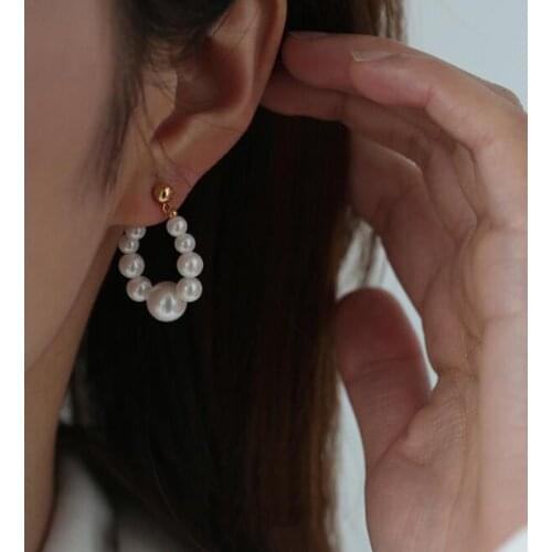 Europe and America Fashion Pearl Pendant Dangle Earring Earrings for Women Girls Simple Trend U Shape Drop Earring Jewelry Gifts