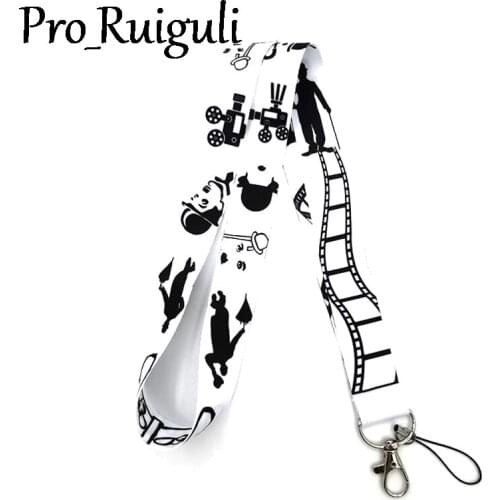 100pcs Chaplin Neck Strap Lanyard keychain Mobile Phone Strap ID Badge Holder Rope Key Chain Keyrings cosplay Accessories Gifts