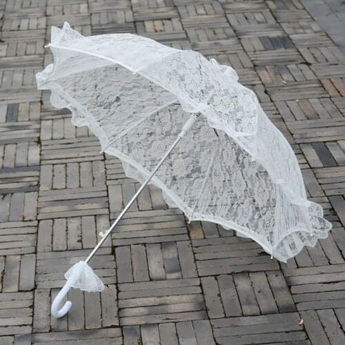 White Lace Wedding Bridal Umbrella Ladies Costume Fancy Dress Accessories Shooting Parasol Props New