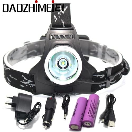 High Power Lantern Head Lamp XM-L T6 LED Headlamp Outdoor Head Lamp Waterproof Headlight +2pcs 18650 battery + charger+USB