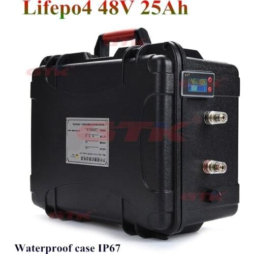 Waterproof 48v 25Ah Lifepo4 battery Lithium iron phosphate battery 20Ah Bike scooter bike power 2000w with BMS + 5A Charger