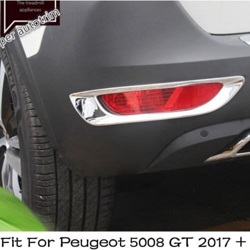 Lapetus Rear Fog Lights Foglight Lamp Frame Cover Trim 2 Pcs / Set Bright Chrome Fit For Peugeot 5008 GT 2017 2018 2019 2020 ABS
