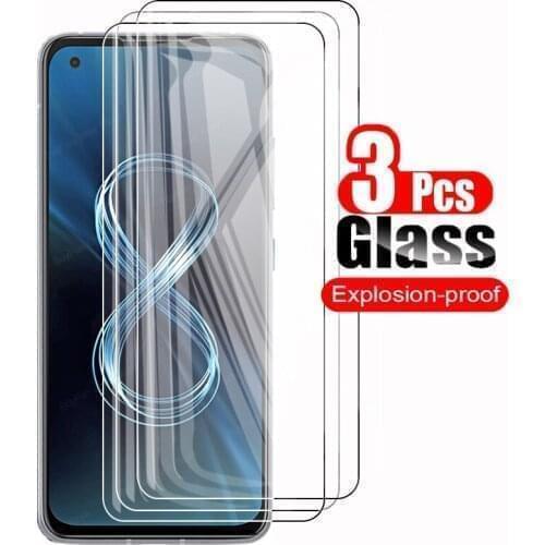 3PCS Protective Glass For Asus Zenfone 8 Safety Tempered Screen Protector On Zen fone 8 ZS673KS 8 Flip Glass Not Film