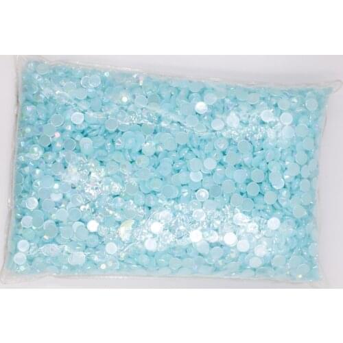 Jelly Aquamarine AB Color 1.5~7mm Flat Back Round Acrylic Rhinestones Beads/Stones,3D Acrylic Nail Art / Garment Decoration