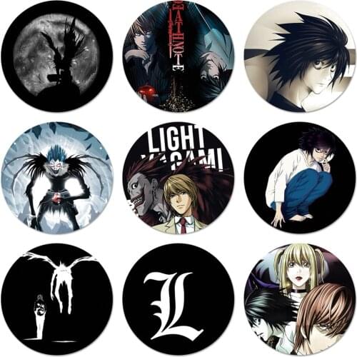 58mm Anime Death Note Icons Pins Badge Decoration Brooches Metal Badges For Backpack Decoration