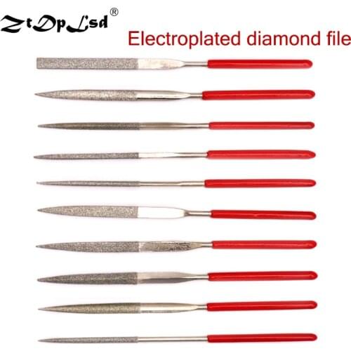 ZtDpLsd Assorted Diamond Coated Needle File Set Mini Rasp For Ceramic Glass Steel Hobbies And Crafts Woodworking Hand Tools