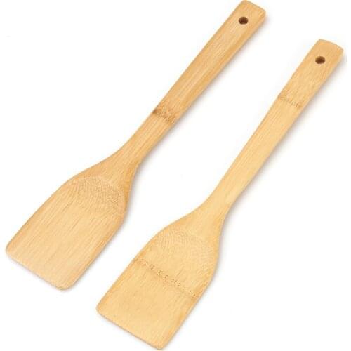 1/2Pcs Natural Health Bamboo Wood Spatula Kitchen Spatula Spoon Holder Cooking Utensils Dinner Food Wok Shovel Kitchen Supplies