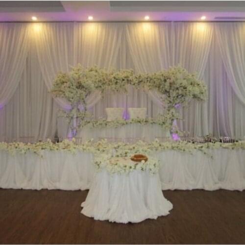 10ft x 20ft Clear White Wedding Backdrop 2 layers stage curtain decoration