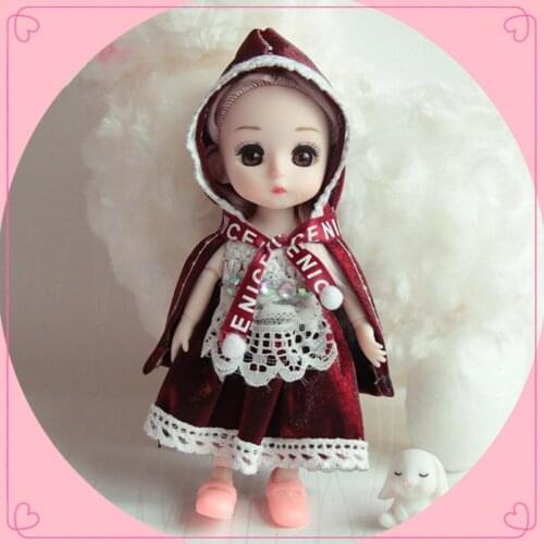 13 Joints Movable BJD16cm Doll Mini Cute Princess Doll Fashion Dress Up Set 3D Eyes 1/12 Play House Doll Girl Toy Children Gift