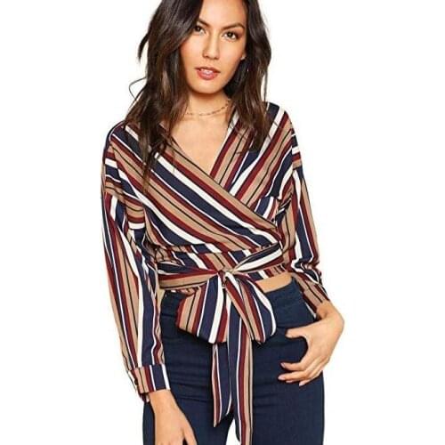 2020 new European and American fashion womens Stripe Print lace up lining dress