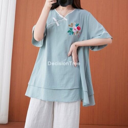 2021 chiffon blouses lady casual shirt traditional chinese style top classic blouse vintage clothes qipao female cheongsam shirt