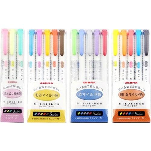 25 Colors / Set Zebra Mildliner Double Head Highlighter Eyeliner Hook Pen Cute Art Zebra Mildliner Japanese Stationery Marker