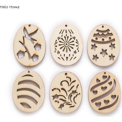 30pcs Wooden Chips Easter Eggs Theme buttons Sewing Hanging Ornaments Scrapbooking Crafts Home Painting Decor Accessories 40mm