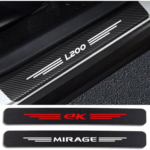 4PCS Carbon Fiber Car Sill Sticker For Mitsubishi ASX delica ek l200 lancer outlander pajero car Accessories Carbon Fiber Decal