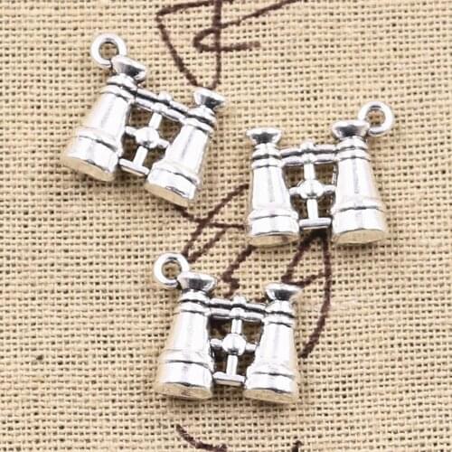 8pcs Charms Double Sided Telescope 15x15mm Antique Bronze Silver Color Plated Pendants Making DIY Handmade Tibetan Finding
