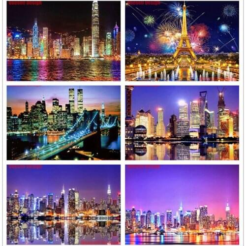 5d diamond painting full square Night city view diy diamond embroidery full Night city view 5d diamond art rhinestone pictures
