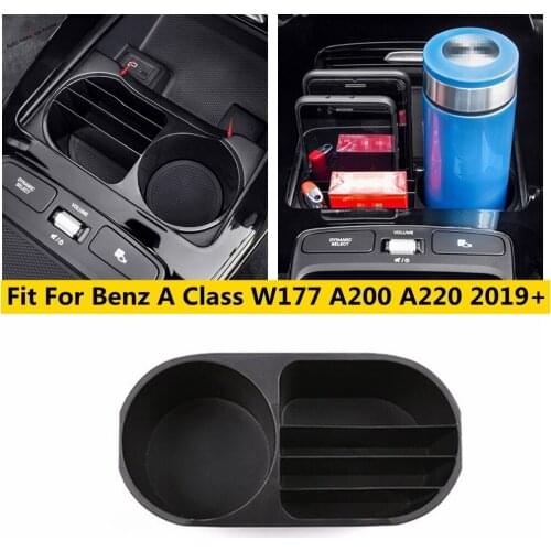 Yimaautotrims Front Seat Water Cup Holder Container Storage Box Cover Black For Mercedes Benz A Class W177 A200 A220 2019 2020
