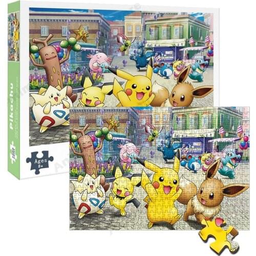Pokemon Pikachu 1000pcs Assemble Puzzle Toys Children Wooden Jigsaw Puzzles Family game Cartoons Educational Toys for Kids Gifts
