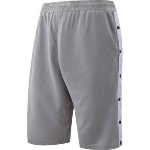 Double Breasted Basketball Shorts Three Pockets Sports Shorts Training Gym Fitness Running Board Short Pants Button Open Leg