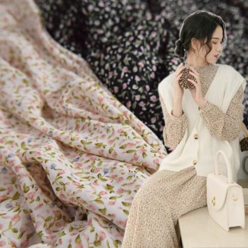 50*150cm Elegant And Fresh Floral Chiffon Yarn Fabric Lady Dress Shirt Womens Clothing Childrens Clothing Handmade DIY Fabric