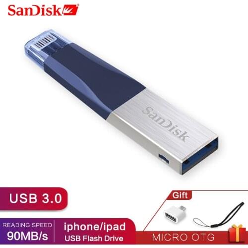Sandisk IX40 USB3.0 OTG iXPAND Flash Drive 32GB 64GB Lightning Metal Pen Drive 128GB U Disk For iPhone iPad iPod Memory Stick