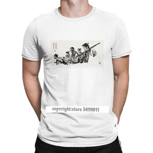 Seven Samurai Tshirt Men Cotton Cool Tee Shirt Akira Kurosawa Classic Japanese Movie Tees Tops Gift