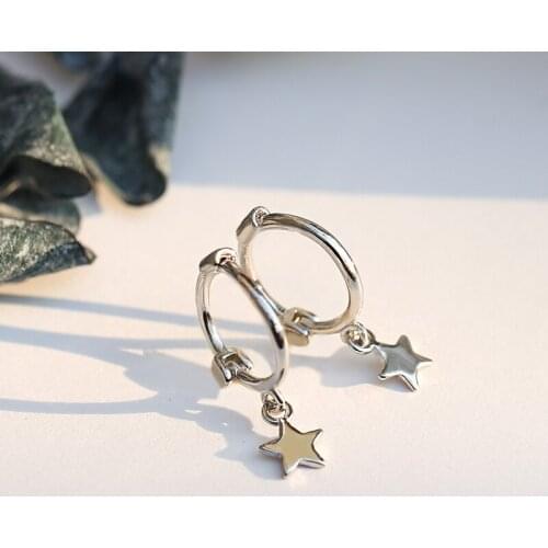 Fashion Sweet Silver Color Stars Dangle Earrings for Women Cocktail Party Drop Earrings Fine Jewelry Accessories Birthday Gifts