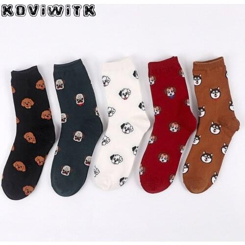 New Cartoon animal dog print socks Poodle Dalmatian Funny Bull Terrier Pug Dalmatians Dog Pattern Cotton Socks Women winter sox