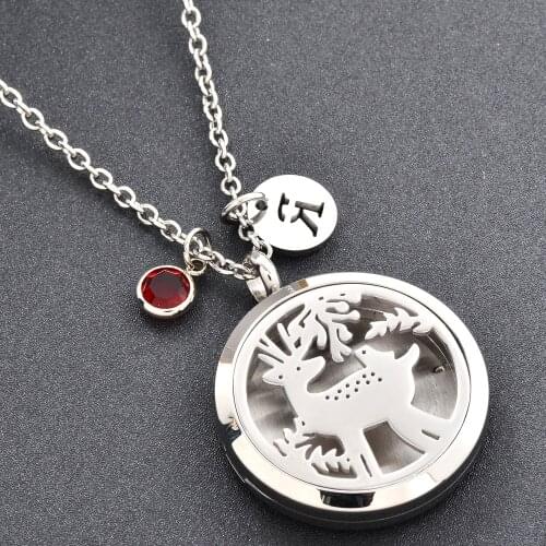 Newest Arrival Charming Deer Cut Magnetic Perfume Locket Pendant fit with 30mm Felt Pads Fashion Essential Oil Diffuser Necklace
