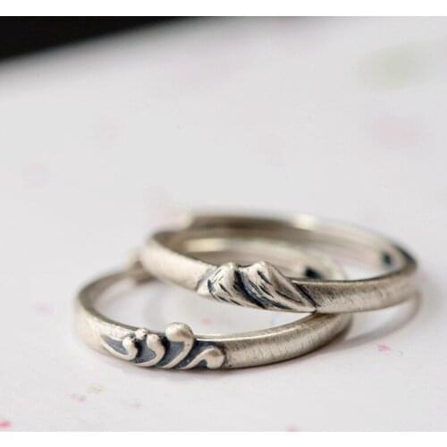 Couple silver ring S925 silver ring Thai silver retro style eachother couple ring