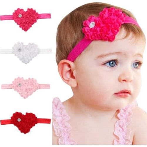 Baby girl headband Infant hair accessory rope Tie bow newborn Headwear tiara headwrap Gift Toddlers bandage Ribbon love heart