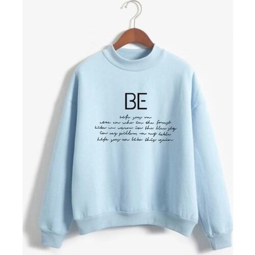 Bangtan Boys BE Print Hoodie Autumn Winter New Fleece Turtleneck Sweatshirts Tops Women Korean Kpop Fashion Fans Support Clothes
