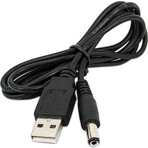 USB Cable 5.5mm / 2.1mm 5V DC Barrel Jack Power Cable (Black, 75cm)