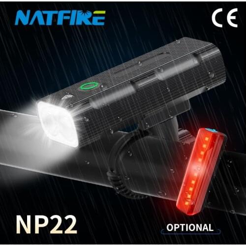 NATFIRE 10Hours Long Lasting Bike Light LED NP22 USB Rechargeable Bicycle Front Headlight Rear Bicycle Light MTB Super Bright