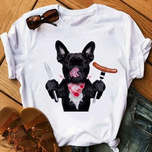Harajuku Womens Music Dog Printing T-shirt Summer Fashion Funny Sports Dog T Shirt Casual Short-sleeved Female Tshirt Clothing