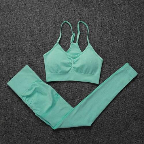 2 Piece Sets Womens Outfits Seamless Push Up Bra and High Waist Gym Leggings Women Fitness Set Solid Color Women Tracksuit