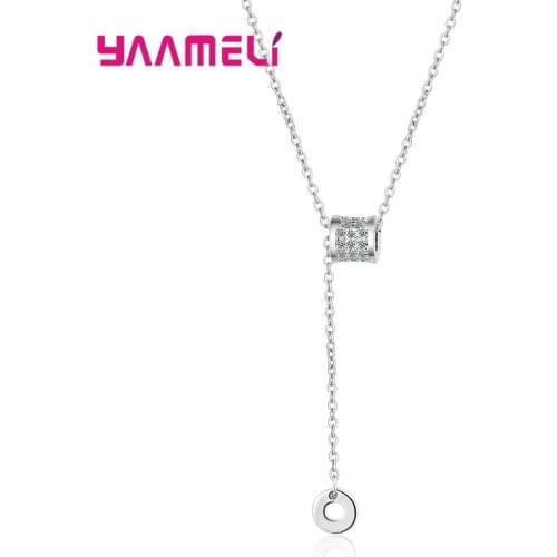 Hot Sale New Infinity Love Crystal Pendant Necklaces for Women Fine 925 Sterling Silver Rhinestone Long Chain Necklace Bijoux