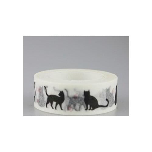 1.5cm*10m Lovely black cat pink foot Washi Tape DIY decoration Scrapbooking Sticker Label Masking Tape School Office Supply