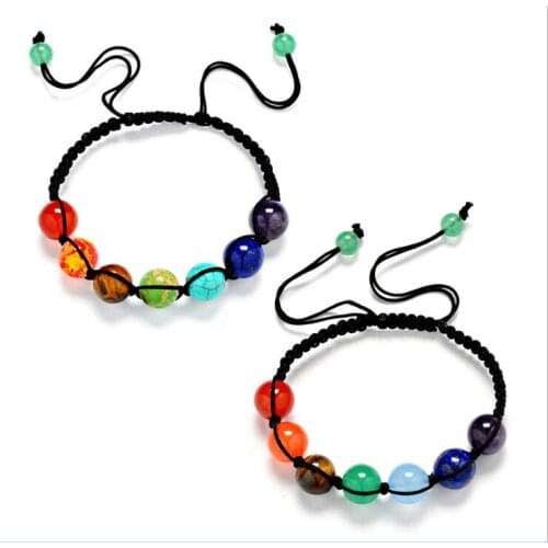10mm natural stone bracelet braiding 7 chakra bracelet energy yoag bracelet 24pcs/lot free shipping