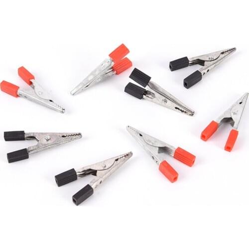 10pcs/lot Plastic Handle Cable Lead Testing Metal Alligator Clips Clamps Insulated Crocodile Clips