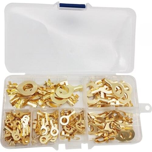 150pcs 3.2-10.2mm Insulated Ring Cable Lugs Assorted Ring Eyes Wire Cable Connectors Brass Terminals