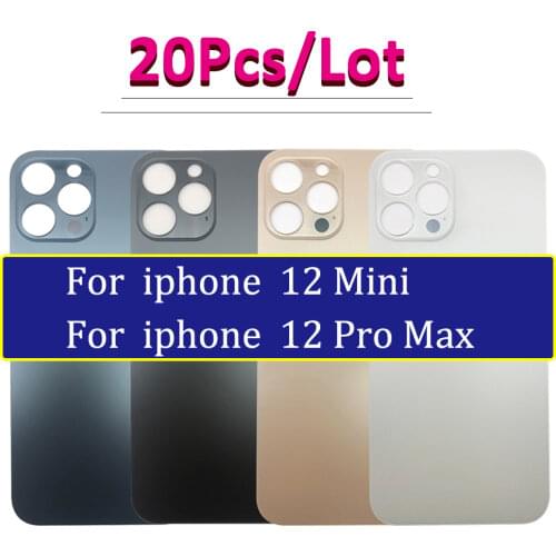 50Pcs/Lot,Big Hole Replacement Glass Battery Back Cover Case For Iphone 12 Pro Max 12 Mini Glass Back Cover