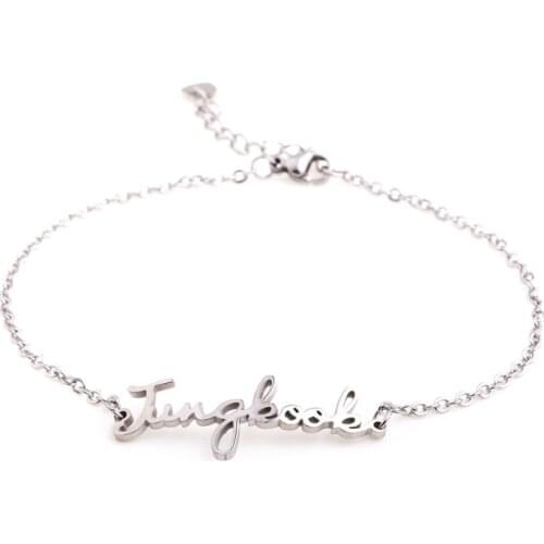 2021 BTS-097 Kpop Titanium Steel Letter Bracelet for Girl Trend Jewelry Bangtan Boys Name Bracelet Birthday Best Friends Gift