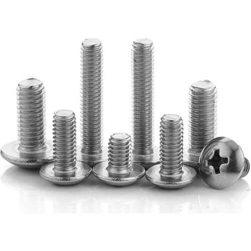 5/10/50pcs M3 M4 M5 M6 M8 304 A2-70 stainless steel JISB1111T Phillips Truss Head Large Flat Round Cross Screw Bolt L=4-65mm